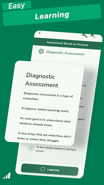 Assessment and Evaluation screenshot